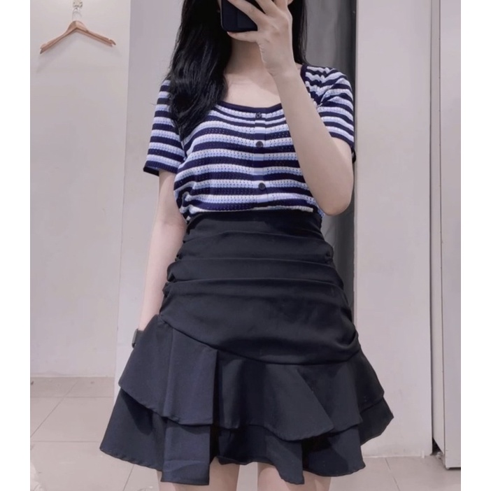 Áo kẻ cúc hàng xanh