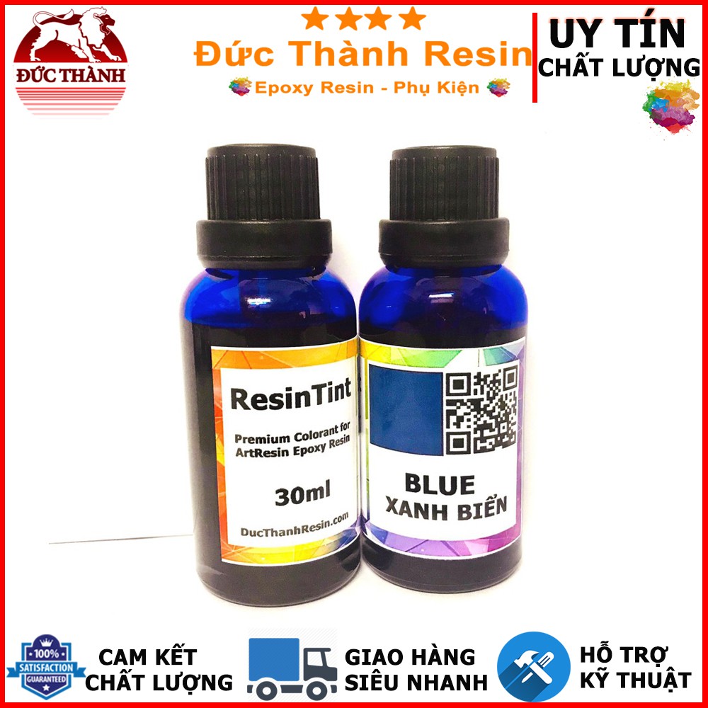 Màu trong suốt xuyên thấu pha Epoxy Resin - Màu hiệu ứng kính - BLUE Xanh Biển - 30ml ducthanhauto