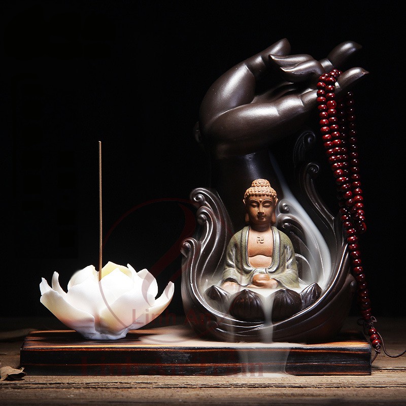 Thác khói trầm hương - Phật Thủ Full bộ như hình tặng kèm 5 nụ trầm Việt tự nhiên