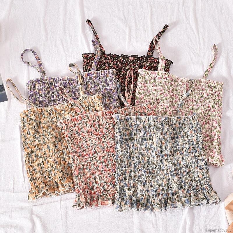 Áo Hai Dây Họa Tiết Hoa Xinh Xắn Cho Nữ