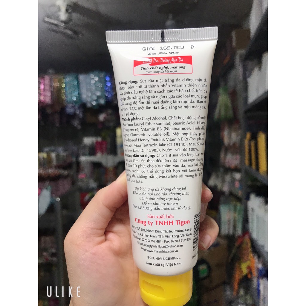 sữa rửa mặt nghệ và mật ong giúp giảm mụn , trắng da 100g