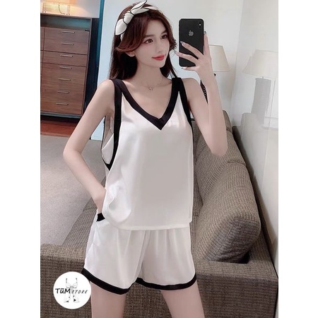 Set bộ ngủ lụa 2 dây eny sleepwear