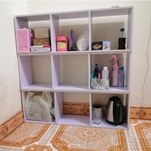 Kệ Sách Tổ Ong 3 Tầng dễ thương đa công dụng Tủ sách gỗ MDF để sàn nhà tiện lợi màu TRẮNG