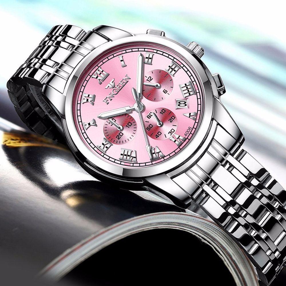 Đồng Hồ Dây Kim Loại Mặt Phát Quang Đơn Giản Dành Cho Cặp Đôi