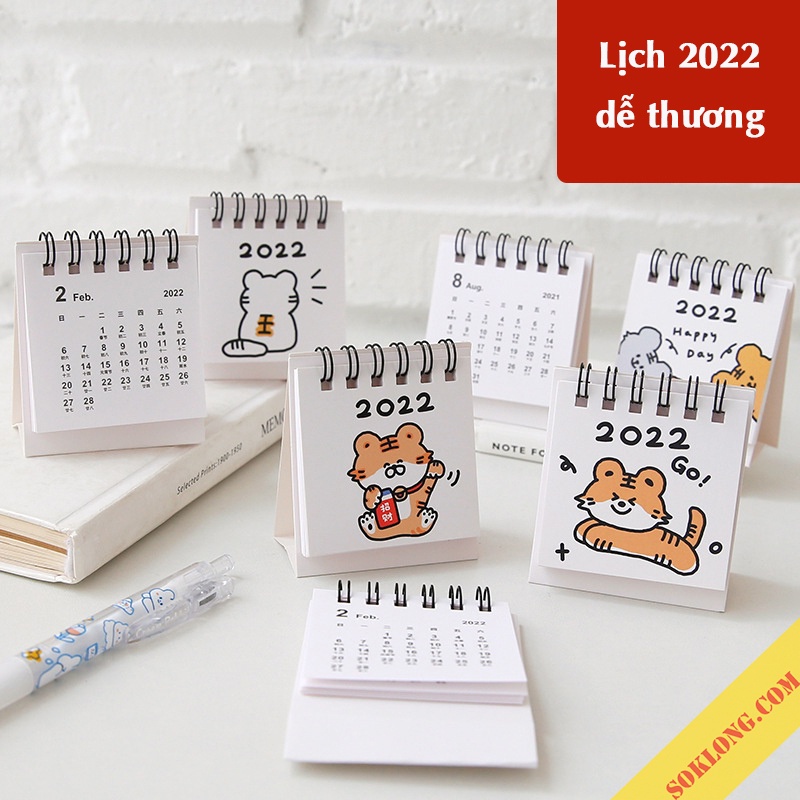 [Mã 252LIFESALE giảm 10% đơn 99K] Lịch 2022 mẫu hoạt hình dễ thương để bàn ghi chú S04