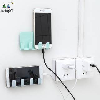 Giá đỡ điện thoại có 4 móc treo đồ dùng dán tường đa năng