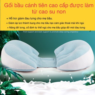 ( CAO CẤP ) Gối Ôm Bà Bầu Cánh Tiên cao su non cao cấp - Gối Đỡ Bụng Bầu Giảm Đau Lưng Ngủ Ngon Giấc