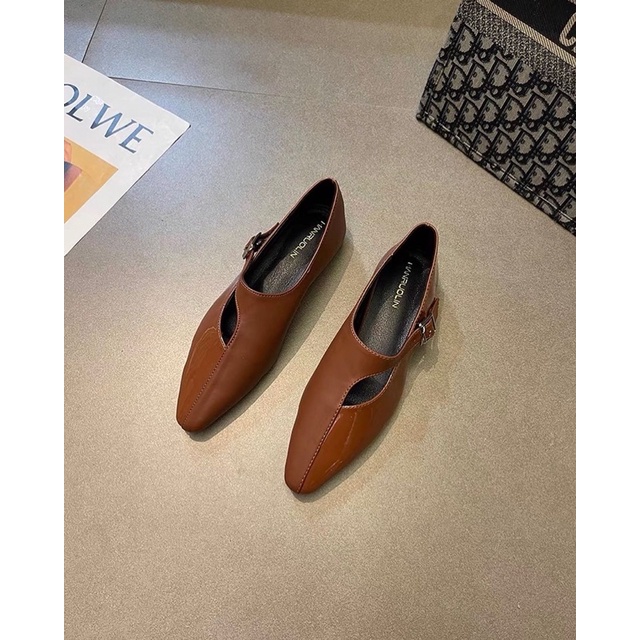 Giày búp bê cut out gót 3p hàng thiết kế kiểu Hàn Quốc mẫu mới 2022