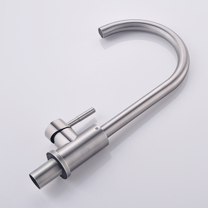 Bộ Vòi Rửa Chén Bát Nóng Lạnh Inox 304 Cần Cứng Màu Trắng Mờ [V19] Xoay 360 Độ Dùng Cho 2 Hộc Chậu Tiện Dụng