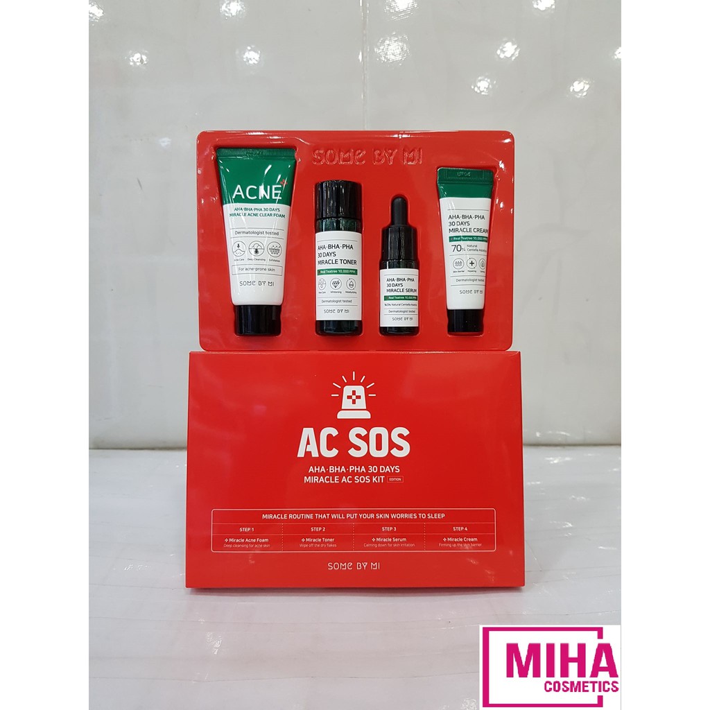 Bộ Dưỡng Da Hỗ Trợ Giảm Mụn SOME BY MI AHA-BHA-PHA 30 DAYS MIRACLE AC SOS KIT Hàn Quốc