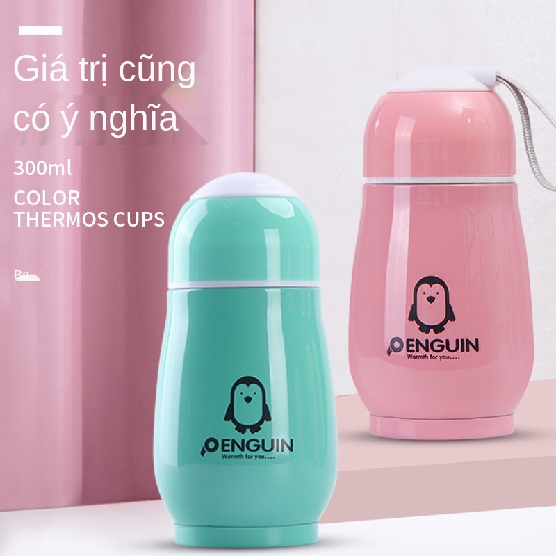 [Mua một tặng một] Cốc tập uống inox cách nhiệt Penguin dành cho học sinh nam và nữ Cốc quà tặng phiên bản Hàn Quốc cho