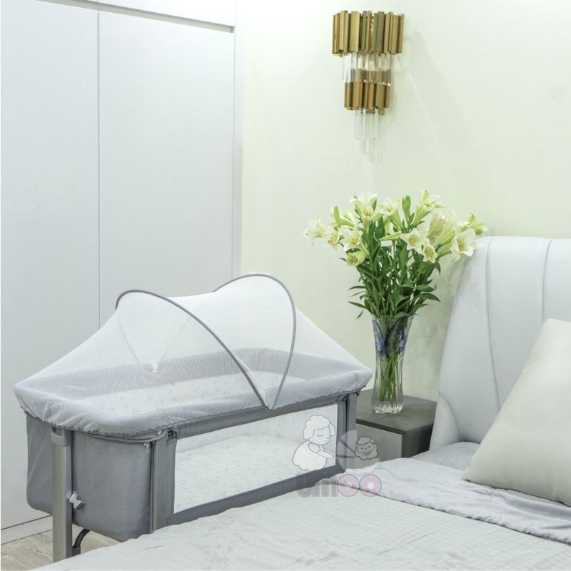 Nôi Cũi Vải Chân Cao UMOO UM-08109 Chính Hãng, Nôi Đa Năng Có Thẻ Hạ Thành
