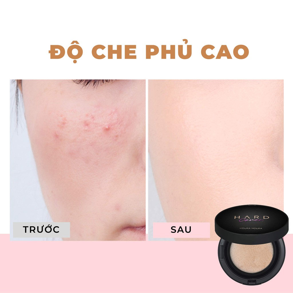 [Tặng kèm 1 lõi] Phấn nước che khuyết điểm, dưỡng da Hàn Quốc Holika Holika Hard Complete Cushion Concealer SPF47 PA++