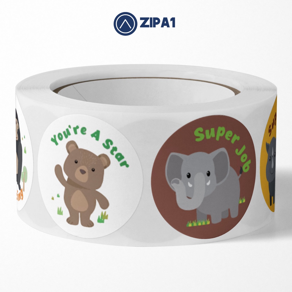 500 miếng dán sticker Năng lượng Tích cực - Hình con vật - 2.5x2.5cm / miếng - A7-115 - Zip A1