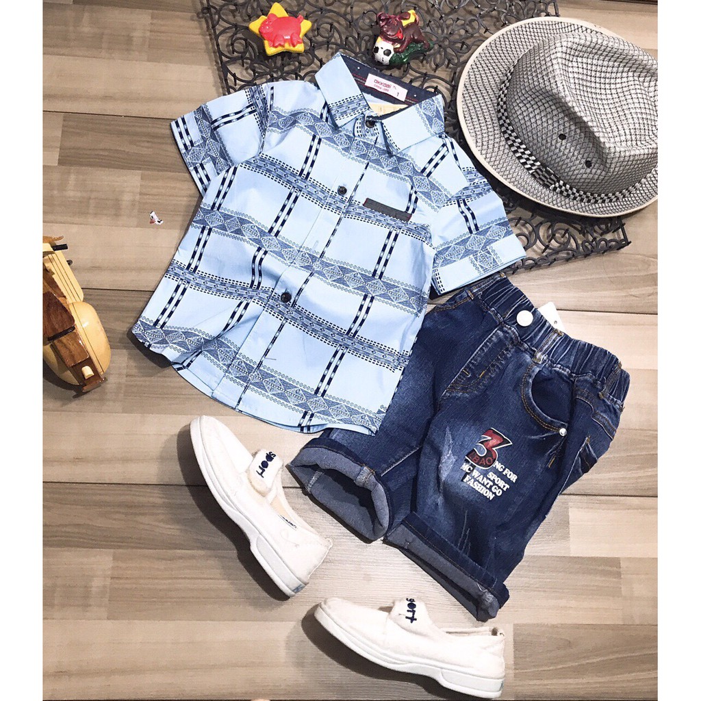 Sét Jeans BT áo sơ mi caro R8 nhí-1-8