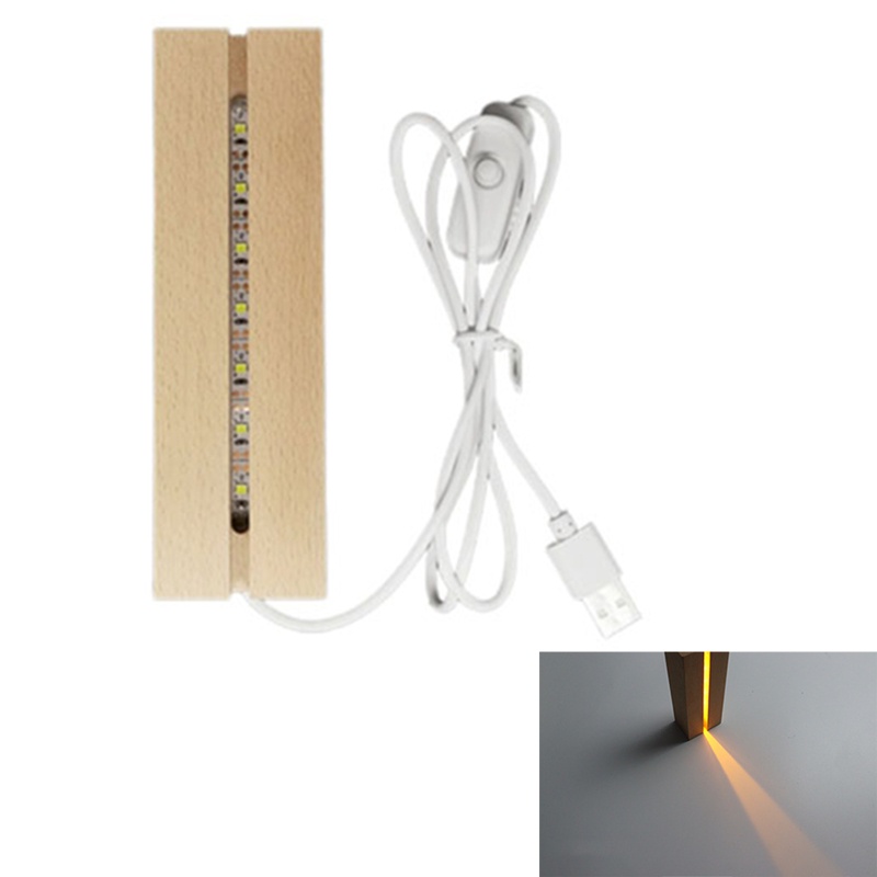 Đế Gỗ Trưng Bày Trang Sức Hình Chữ Nhật Có Đèn Led