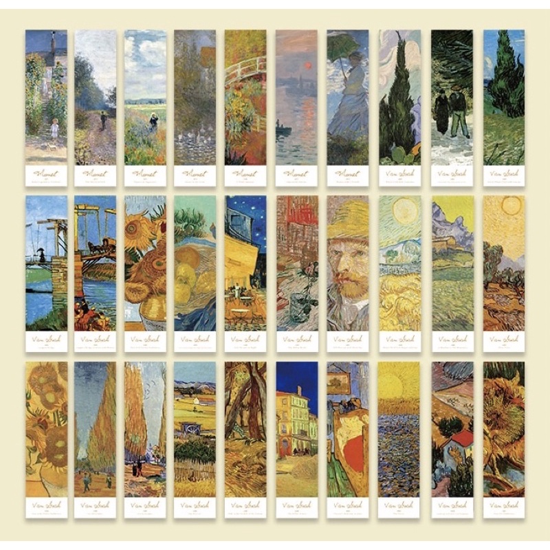 Bookmark Thẻ Đánh Dấu Sách Vở Tranh Nghệ Thuật Van Gogh, Monet Vintage Trang Trí Sổ Bullet Journal