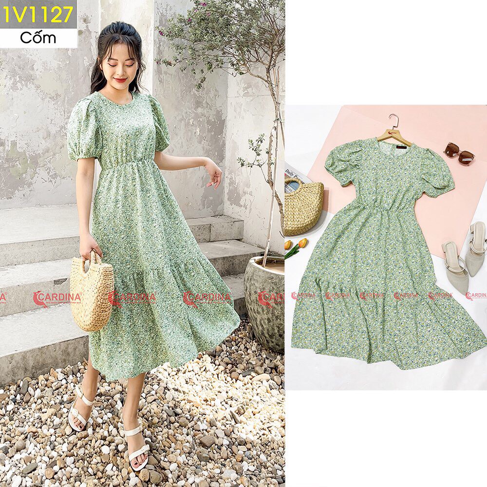 Váy Hoa Baby Hai Tầng 𝐂𝐀𝐑𝐃𝐈𝐍𝐀 Thiết Kế Tay Bồng Eo Chun Cao Cấp Chính Hãng