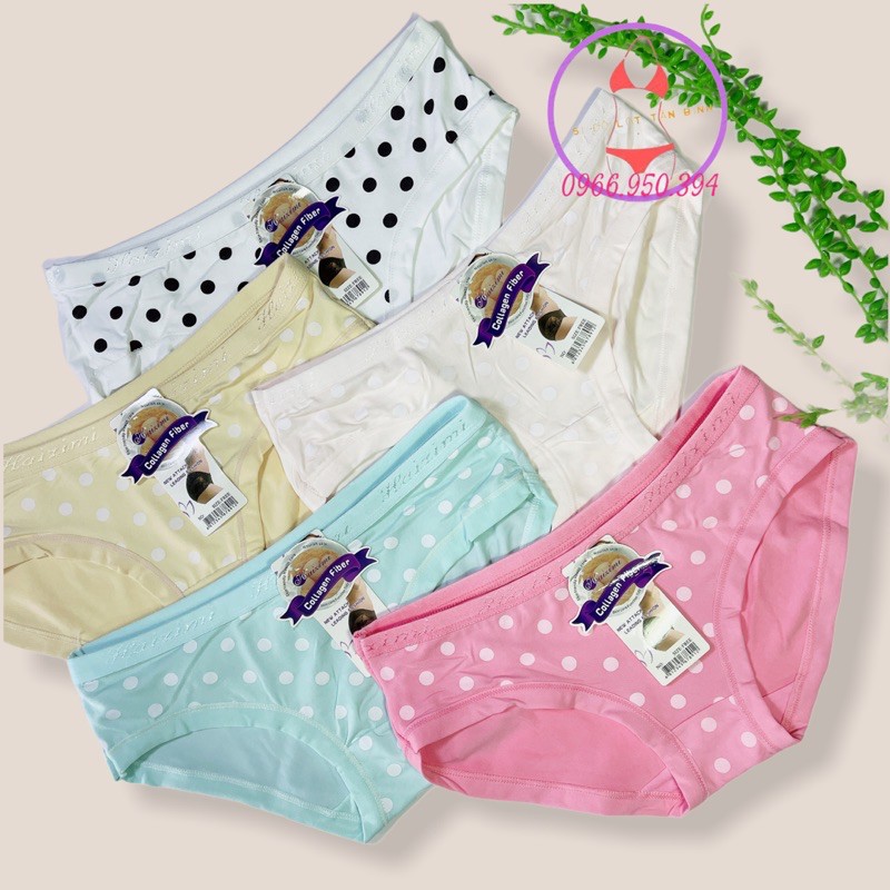 Quần lót cotton họa tiết chấm bi cute size&lt;55kg (set 10 cái) MS8051