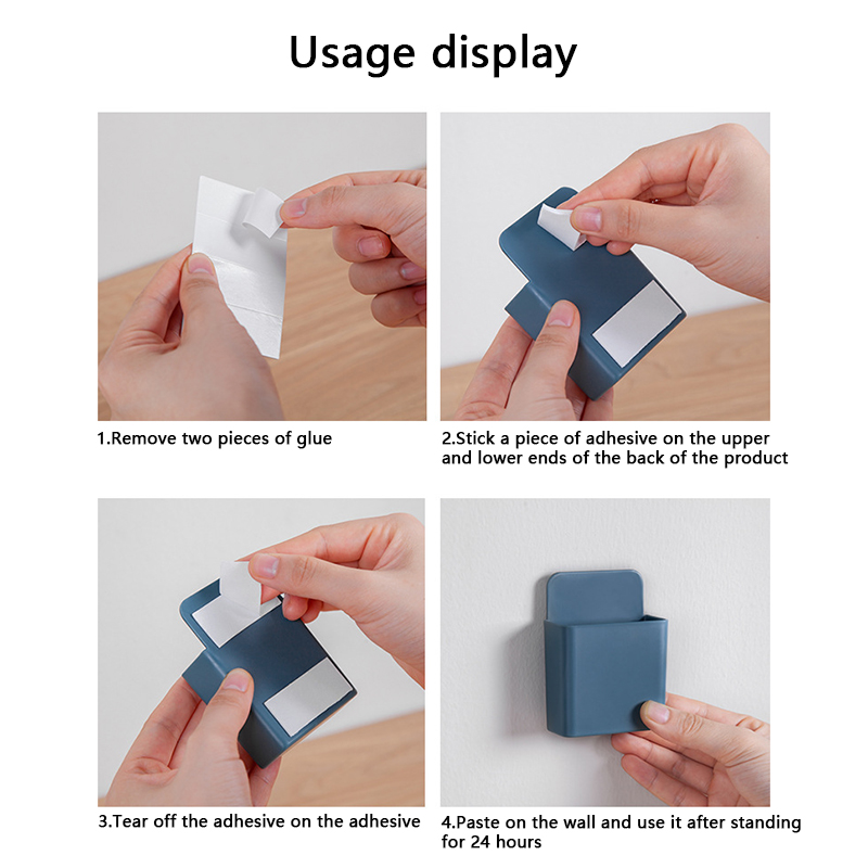 Small Square Remote Control Storage Box Pasted Storage Rack Mobile Stationery Organizer Box