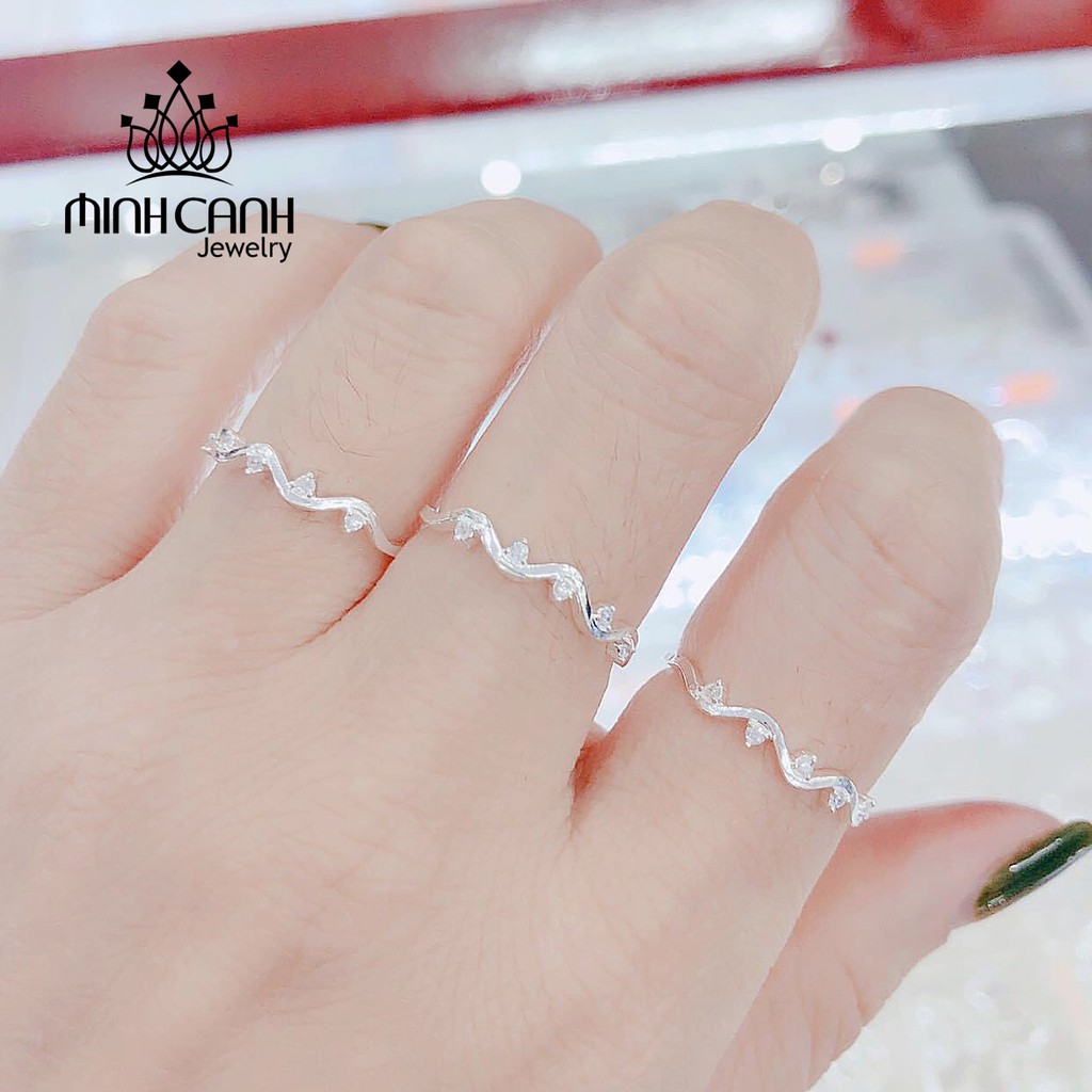 Nhẫn Bạc Nữ Dạng Sóng Đính Đá - Minh Canh Jewelry