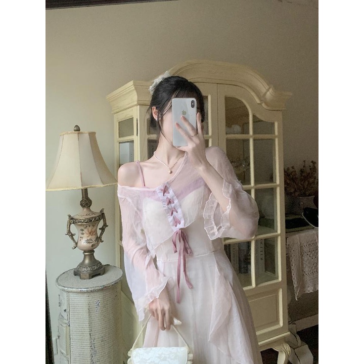 Áo khoác voan mỏng dáng rộng thời trang thanh lịch | BigBuy360 - bigbuy360.vn