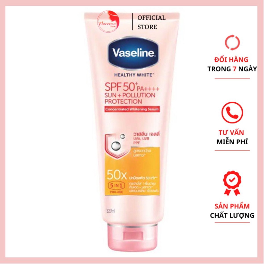 SỮA DƯỠNG THỂ trắng da Vaseline 50x SPF 50+ Thái Lan 180 ML