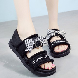 ♚☇✁Giày sandal đế bằng kiểu công chúa xinh xắn cho bé gái 12-15 tuổi
