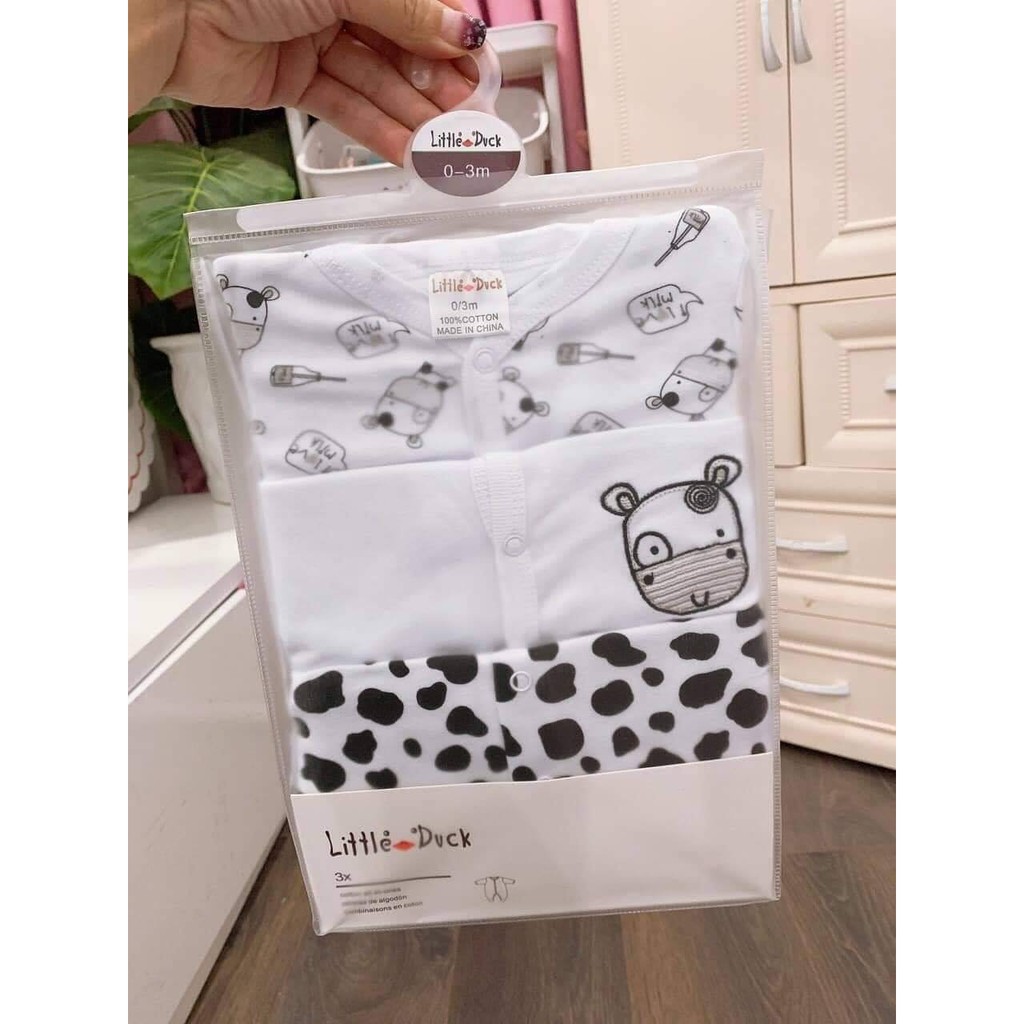 Set 3 bộ body dài tay liền tất Litter Duck cho bé