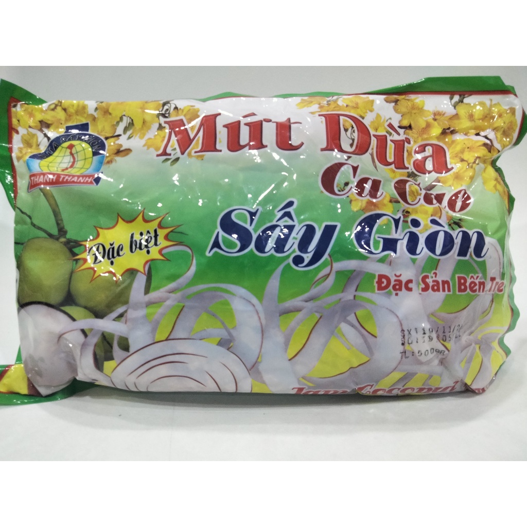 Mứt dừa cacao sấy giòn hiệu Thanh Thanh, gói 500g