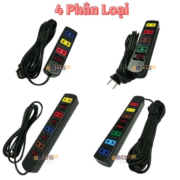 Ổ cắm điện 2 chấu Lioa ⚡⚡1 đổi 1⚡⚡ có công tắc bảo vệ quá tải kéo dài 3 mét/5 mét Mos Shop