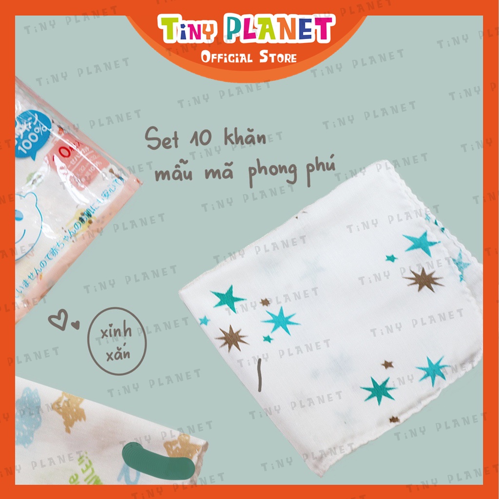 Set 10 khăn xô 2 lớp xuất Nhật kích thước 30x30cm cho bé