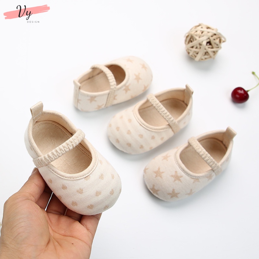 Giầy Tập Đi Cho Bé VY DESIGN. Giầy Cho Bé Sơ Sinh 0 12 Tháng Chống Trượt, Êm Mềm, Chất Liệu Cotton Tự Nhiên