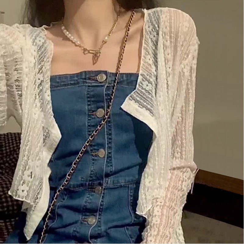 Áo Khoác Cardigan Ren Ngắn Chống Nắng Phong Cách Phương Tây Thời Trang Mùa Hè Hàng Mới Dành Cho Bạn Nữ