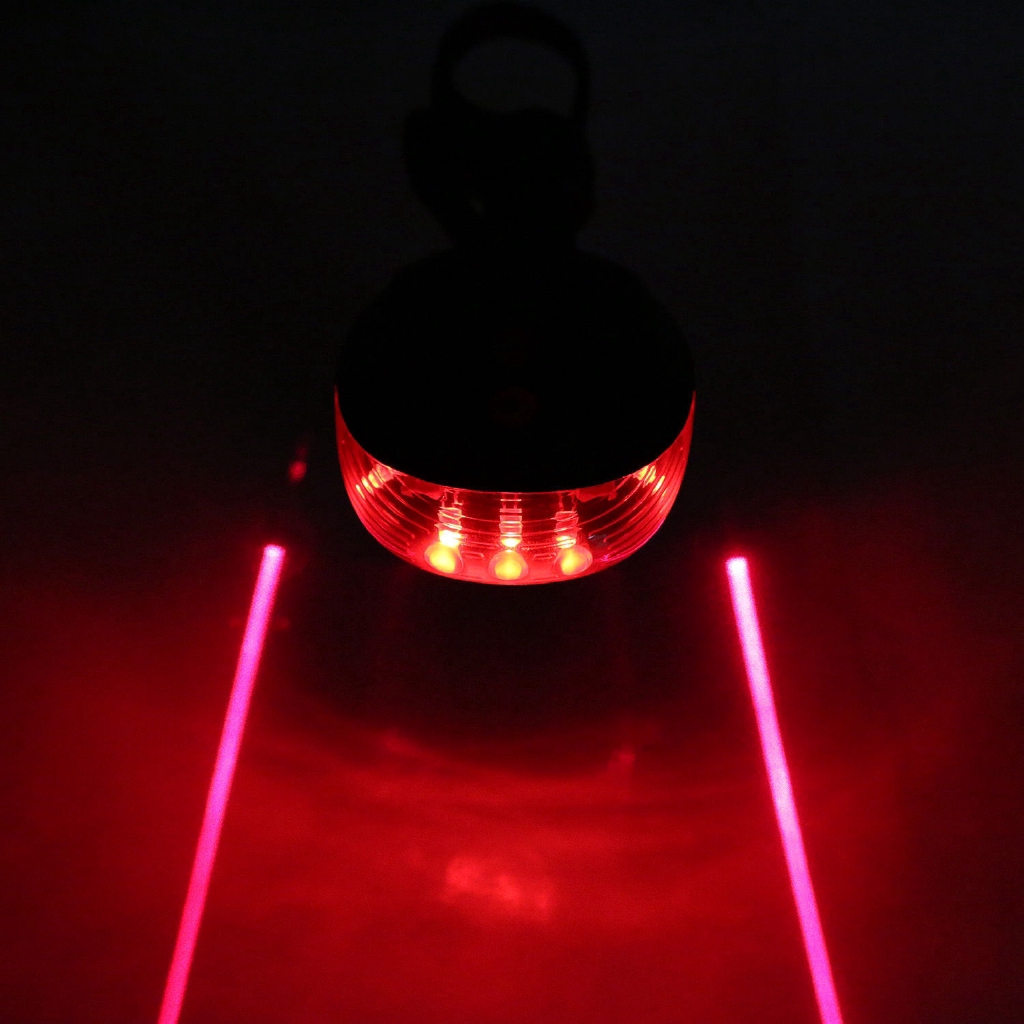 Đèn Led Hậu Cảnh Báo An Toàn Cho Xe Đạp 2 Laser+5 Bóng