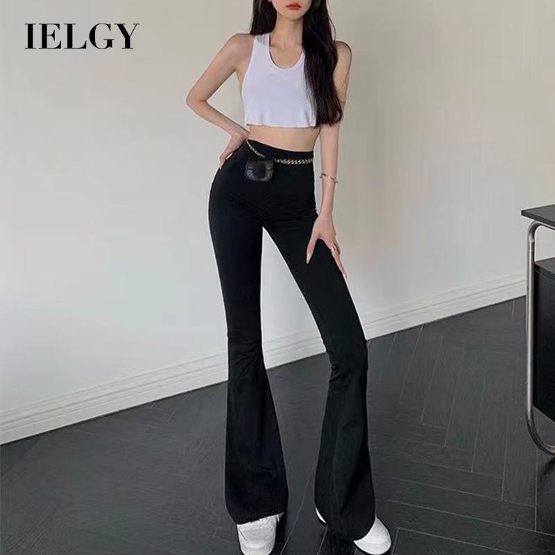 Quần yoga IELGY mỏng lưng cao co giãn màu đen cho nữ