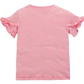Mã 51659 áo thun bé gái ngắn tay màu hồng phối tay bèo duyên dáng của Little maven