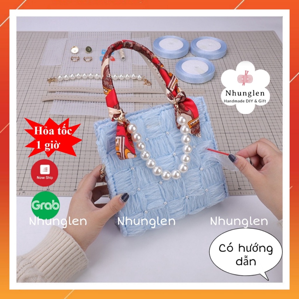 Túi Xách Handmade Tự Đan Ruy Băng - Phụ Kiện Đan Túi