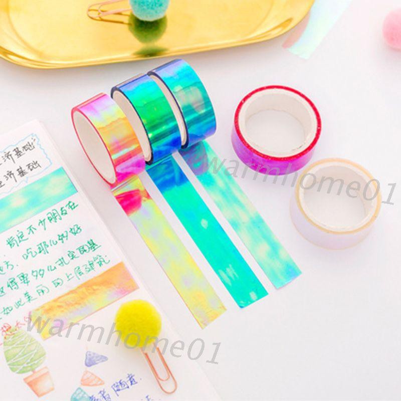 Cuộn băng keo washi hiệu ứng màu laser dùng trang trí đồ thủ công độc đáo tiện dụng