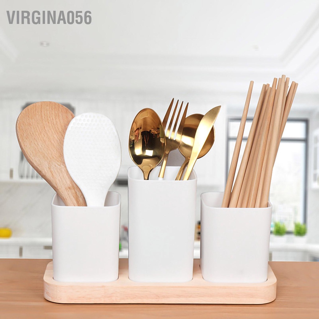 Virgina056 Đồ dùng bằng phẳng Dụng cụ đựng dao kéo gỗ Caddy có ngăn để bàn bếp Trang trại
