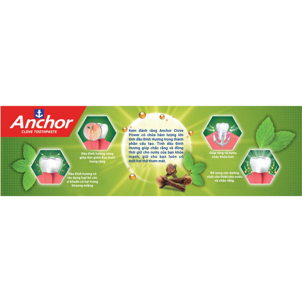 [TẶNG BÀN CHẢI]Kem đánh răng Giảm hôi miệng Anchor Clove Power - 175g