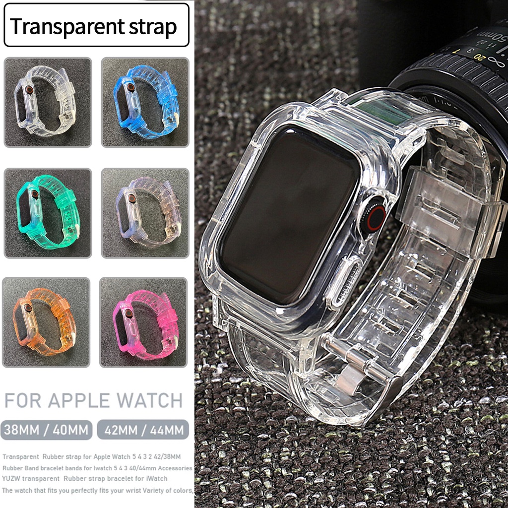 Dây đeo silicone trong suốt cho đồng hồ Apple Watch 8 7 6 5 4 3 Se 41mm 45mm 40mm 44mm 38mm 42mm