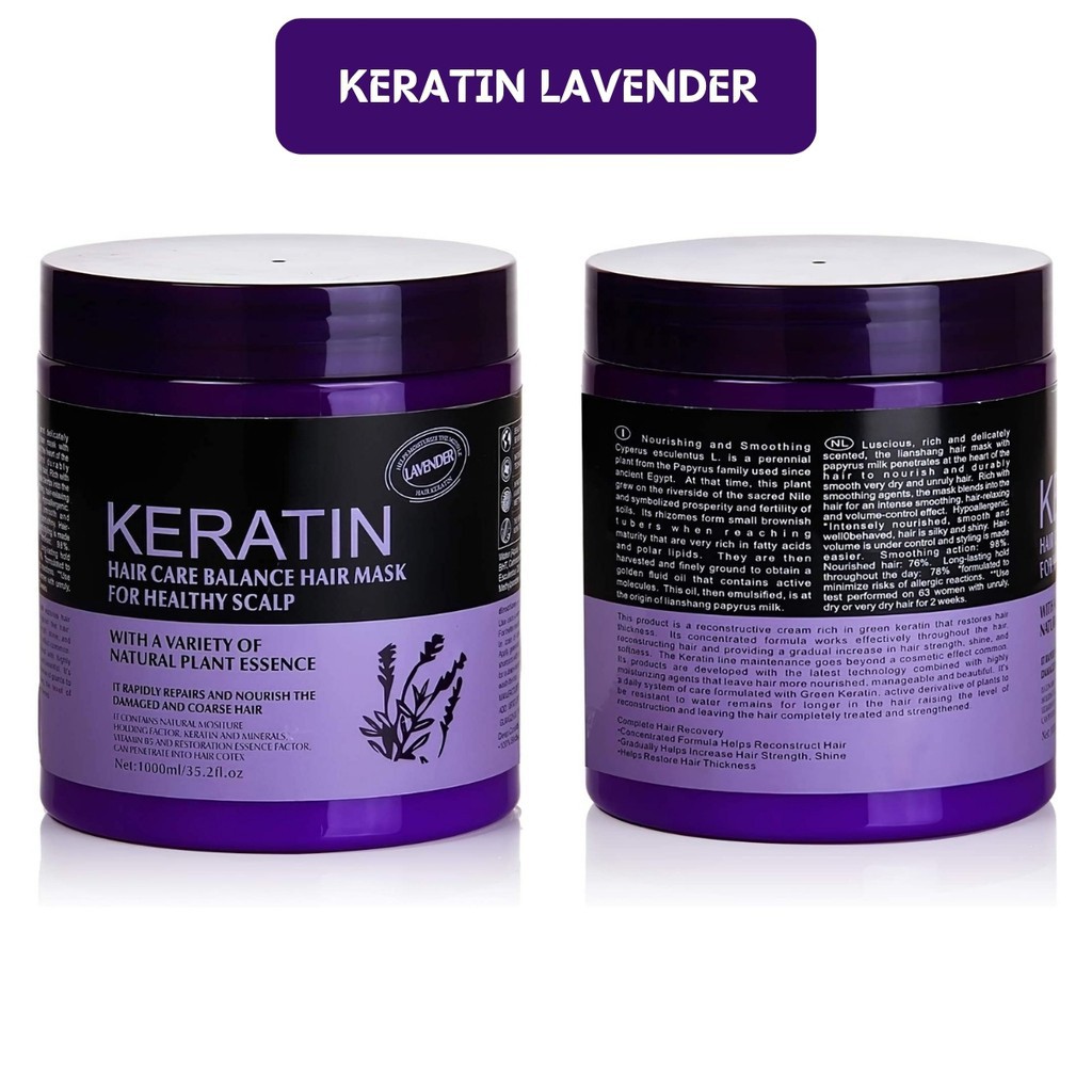 Kem ủ tóc KERATIN COLLAGEN 1000ML LAVENDER BRAZIL NUT - Ủ Hấp Tóc Cung Cấp Cưỡng Chất KERATIN