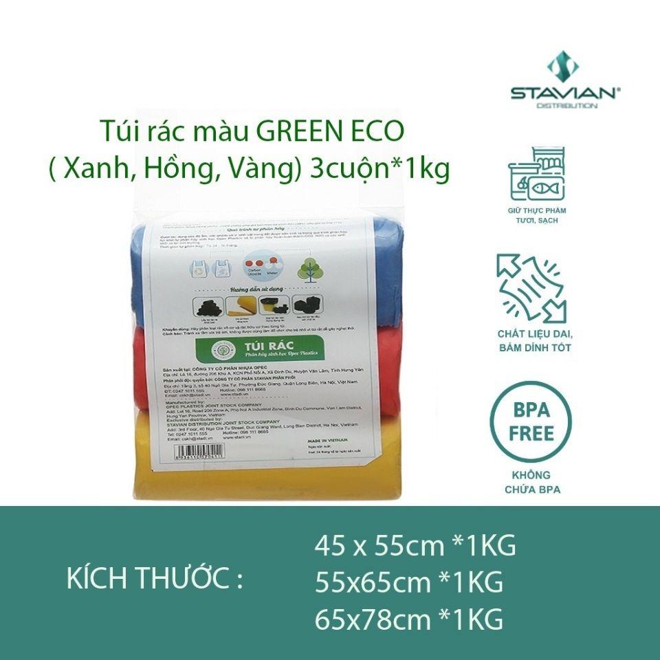 Túi rác THSH STAHAUS 55x65cm (màu xanh, hồng, vàng) ( 3 cuộn/1kg)