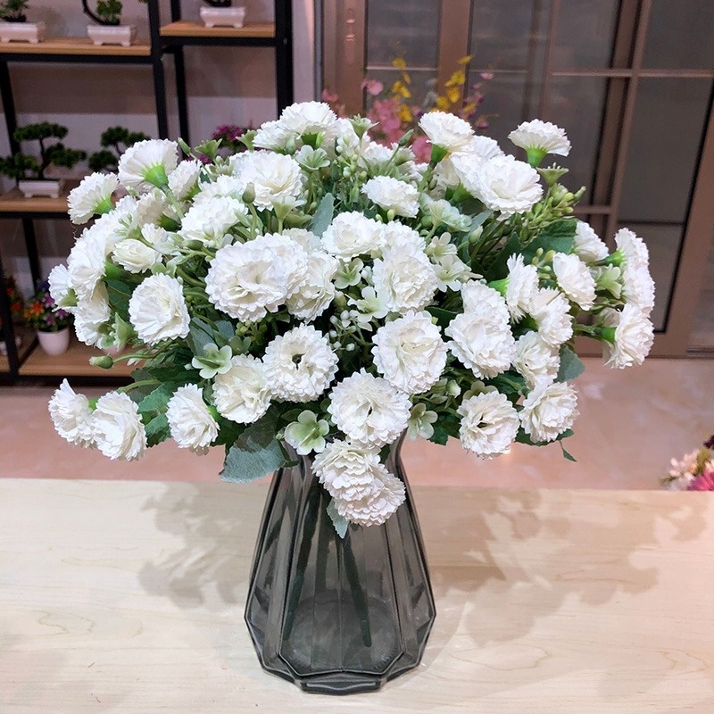 Set 5 Cành Hoa Tử Đinh Hương Giả Bằng Nhựa Mềm Màu Trắng / Tím Trang Trí Nhà Cửa