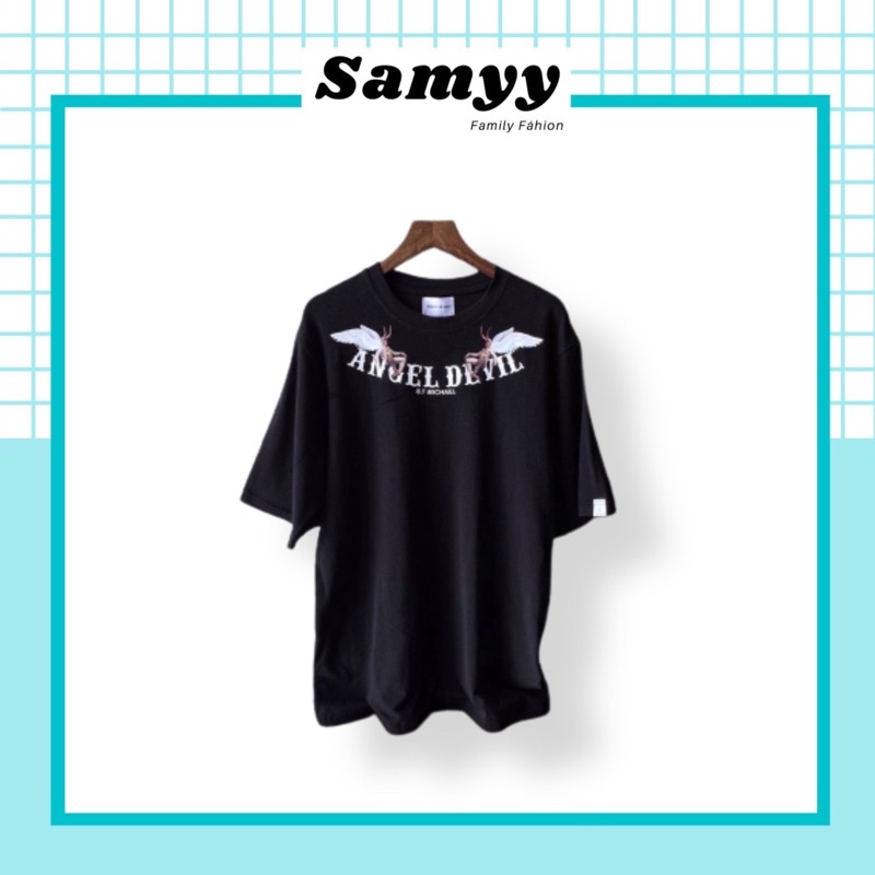 Áo thun tay lỡ Angel Devil , áo thun nam nữ unisex ,samyy_vn