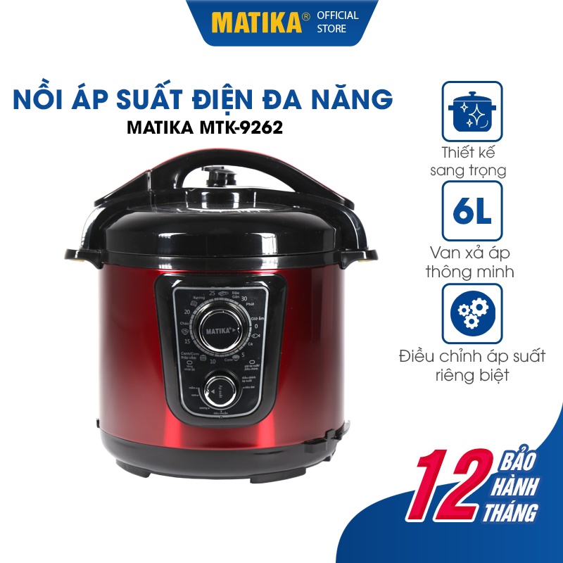 Nồi Áp Suất Đa Năng MATIKA 6L 1000W MTK-9262
