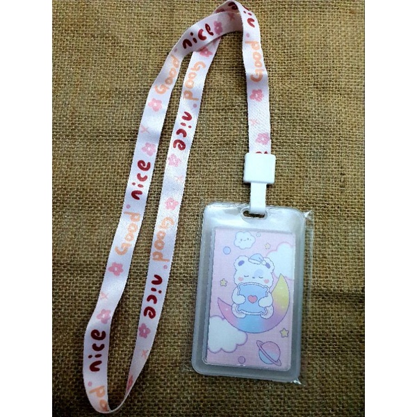 Dây lụa họa tiết dễ thương đeo thẻ kèm hộp nhựa đựng thẻ chống nước