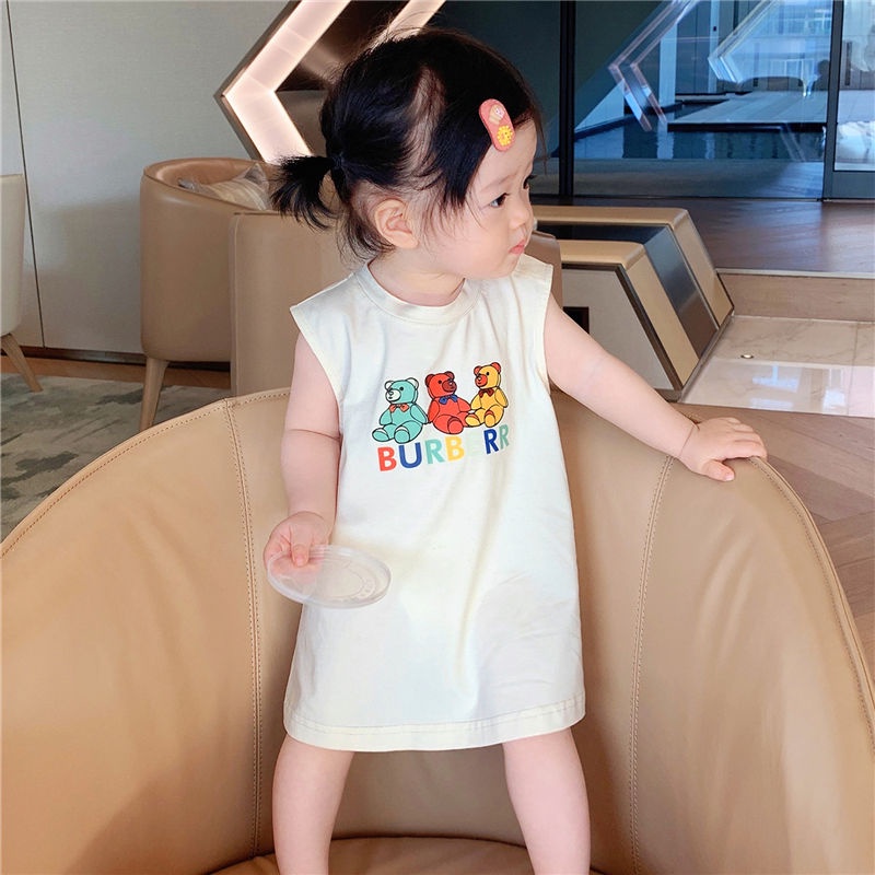 Đầm công chúa sát nách thoáng khí dễ thương cho bé gái
