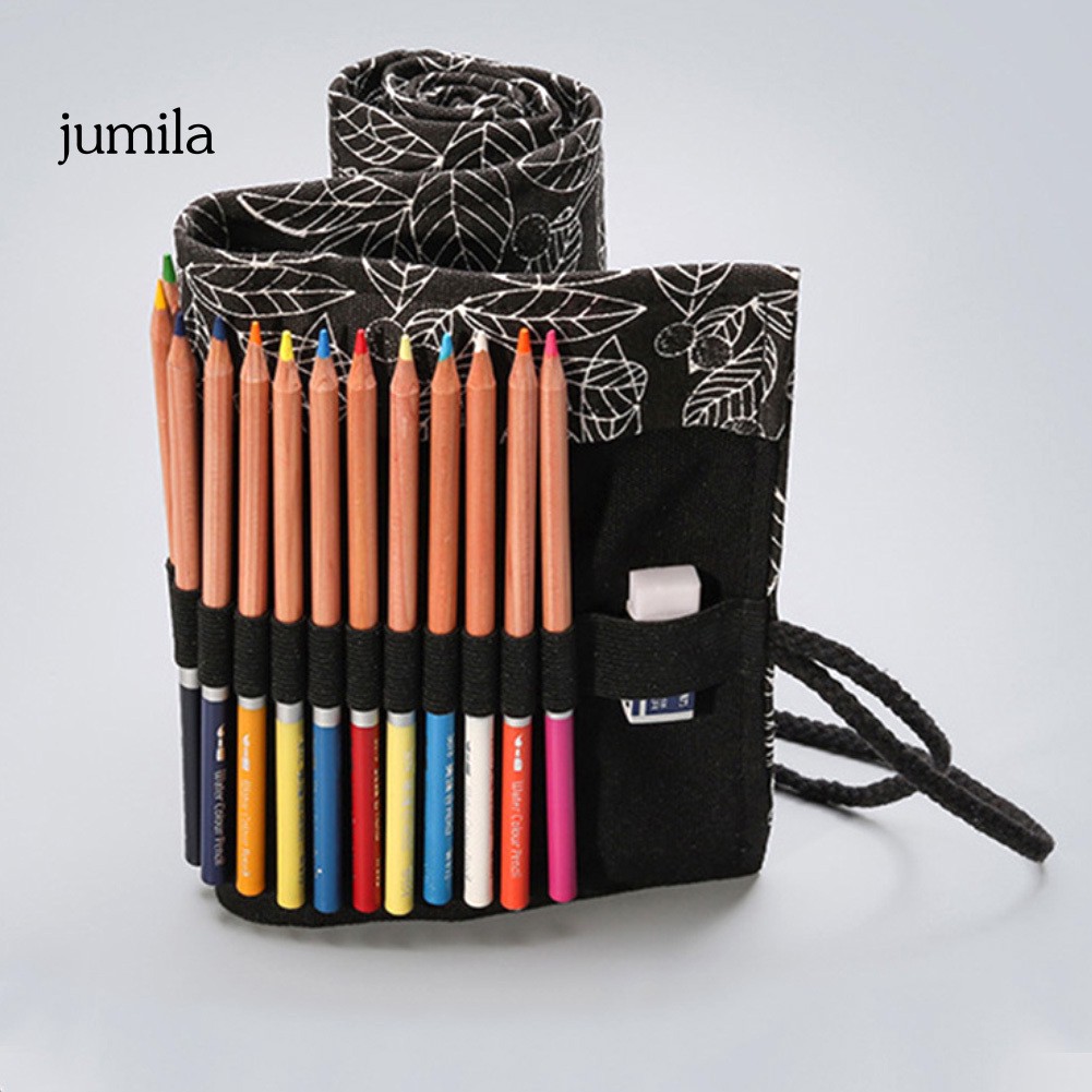 Túi đựng bút dạng cuộn nhiều lỗ sức chứa lớn họa tiết hình chiếc lá độc đáo